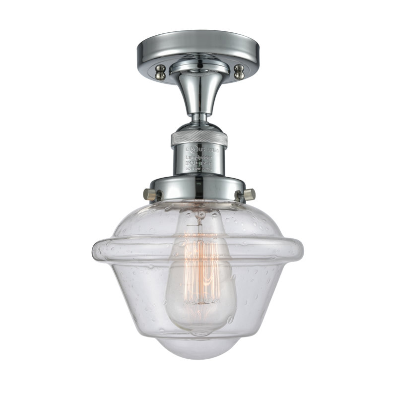 Arlean Glass Semi Flush Mount, No Bulb Included, Clear, Polished Chrome