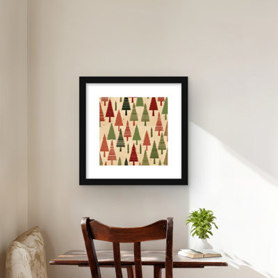 Motif d'arbre de Noël - imprimé encadré vert mat