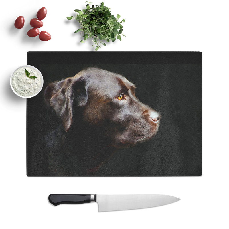 Tempered Glass Chocolate Brown Labrador Dog Chopping Board, 20 cm x 28.5 cm