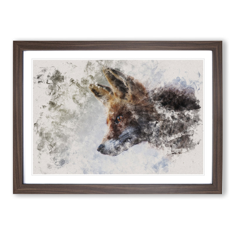 Red Fox Vol.5 - Picture Frame Painting, 48cm H x 65cm W x 2cm D, Walnut Framed