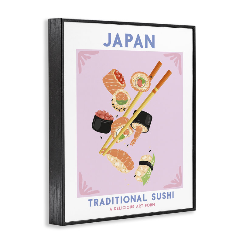  Estampe numérique japonaise traditionnelle par Omar Escalante, H 14 po x l 11 po, Giclée encadrée noir minuit