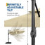 Parasol de patio en porte-à-faux à rotation décalée de 10 pi avec lumières solaires, manivelle et inclinaison pour la cour et la piscine-270345998