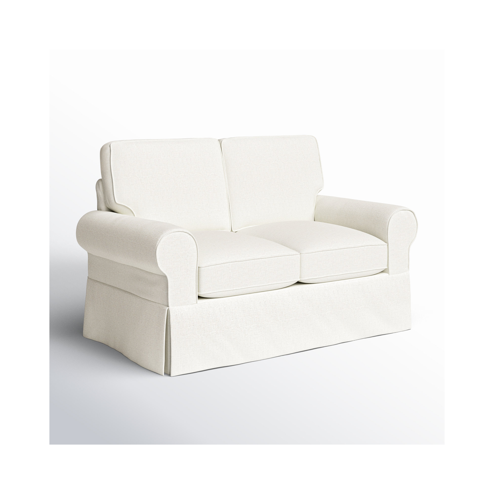 Porter 62'' Slipcovered Loveseat, Drusky Moonglow Sustain® Basketweave