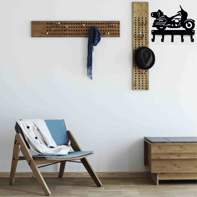 Metal Wall Organizer with Key Hooks