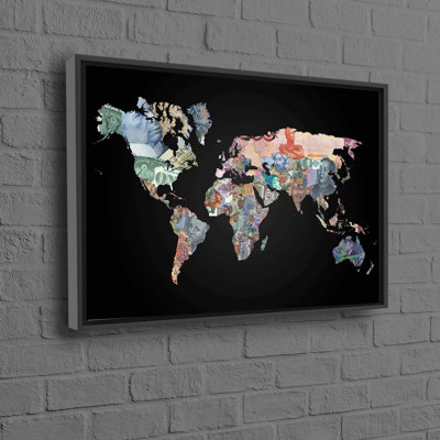 Stunning Money World Map Canvas Art for Office or Bedroom Decor - Personalized Bridesmaid Gift and 3D Wall Art Ideal for Modern Interiors