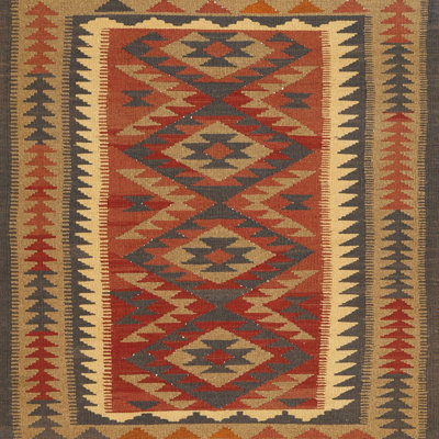 Tapis contemporain brun / rouge cramoisi / noir
