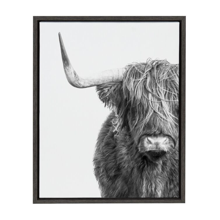LB Highland Cow Canvas Wall Art Funny Farm Brown Bull Canvas Prints Rustic Animal Cattle Artwork Country Modern Painting Picture Poster for Bathroom B - 1