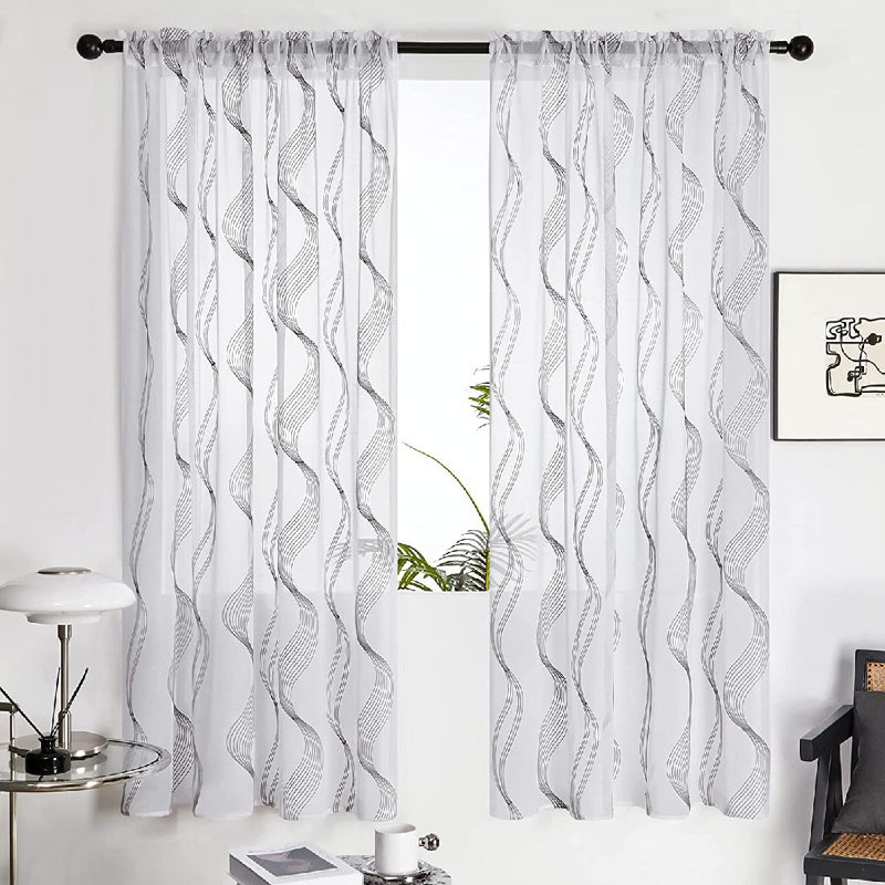 Panneaux de rideaux synthétiques semi-voyants avec passe-tringle, Beige, l 52 po x L 95 po