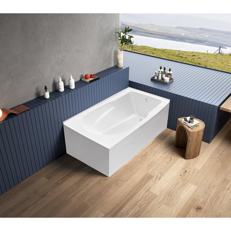 Kingston Brass Aqua Eden 60-Inch Acrylic Rectangular 2-Wall Corner Alcove Tub, Hand Drain, Right