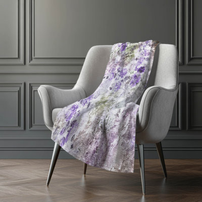 Addison Machine Washable Sherpa ASB724 Floral Throw Blanket
