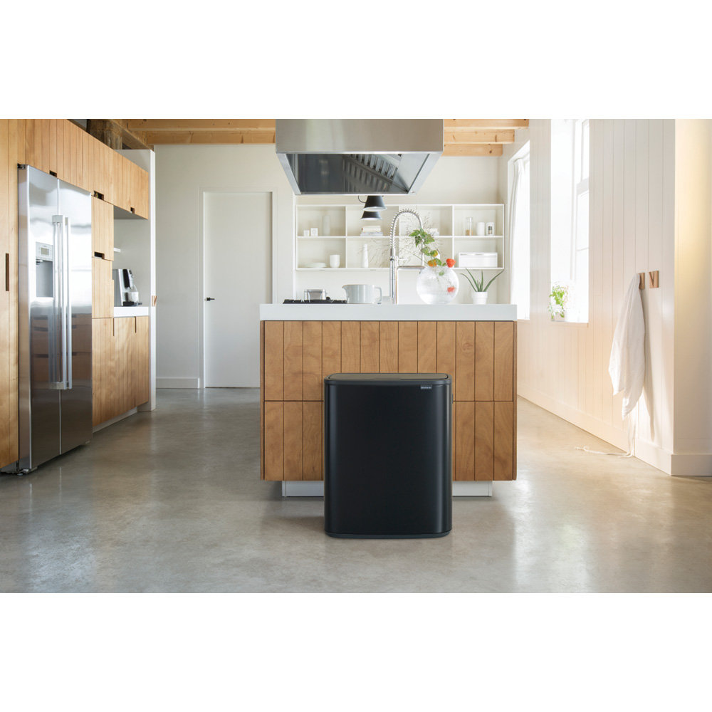 Brabantia Bo Touch Top Dual Recycling Can, Matte Black