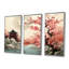 Pagode japonaise cerisier en fleurs, rivière, Japon, ensemble d'art mural paysage-877149547-877149544
