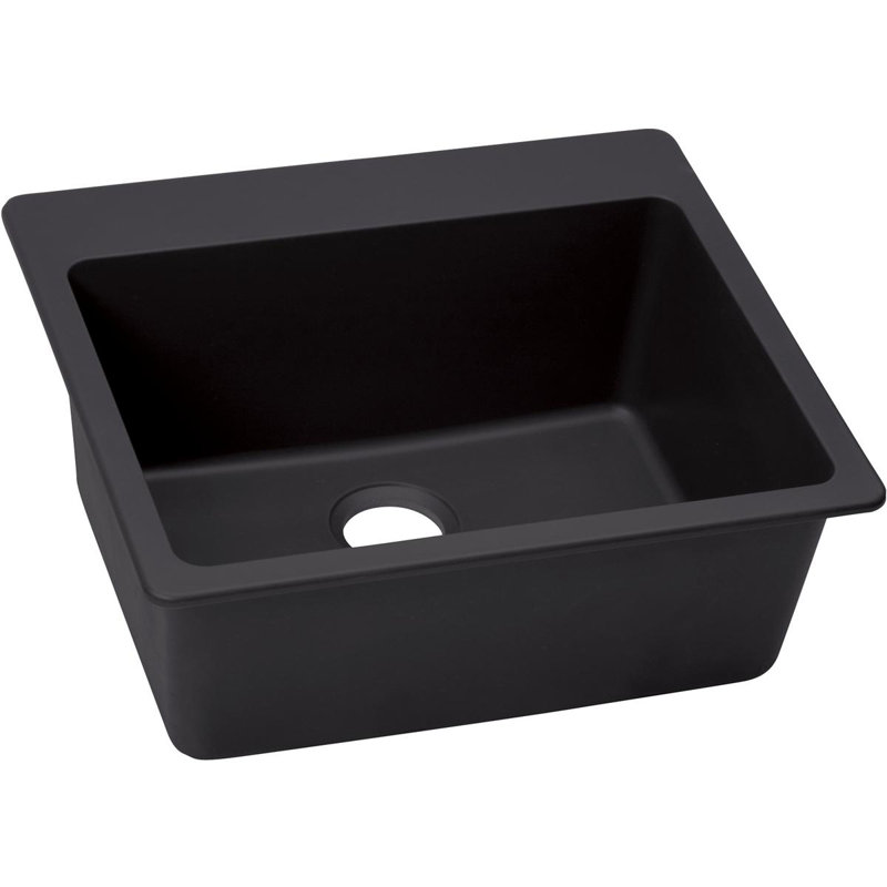 Quartz Luxe 25" L x 22" W Drop-In Kitchen Sink, Caviar