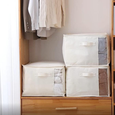 Comforters Bags Closet Organizers And Storage For Quilts Clothes Organization Containers Bins With Sturdy Zipper, Clear Window  For Sweaters Blankets Storage Bedroom Collapsib