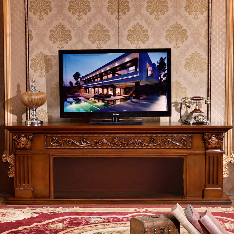 Euro-American Retro TV Cabinet Mantelpiece, Brown, 78.74"