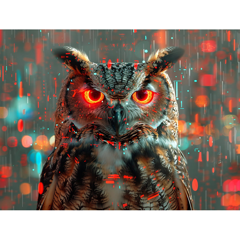 Cyber Owl Birds Machine Printed Throw Blanket, Throw