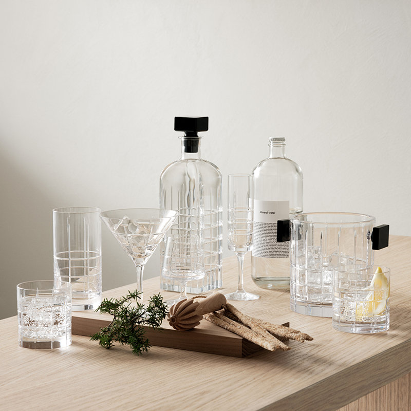 Orrefors Street Crystal Decanter with Black Stopper