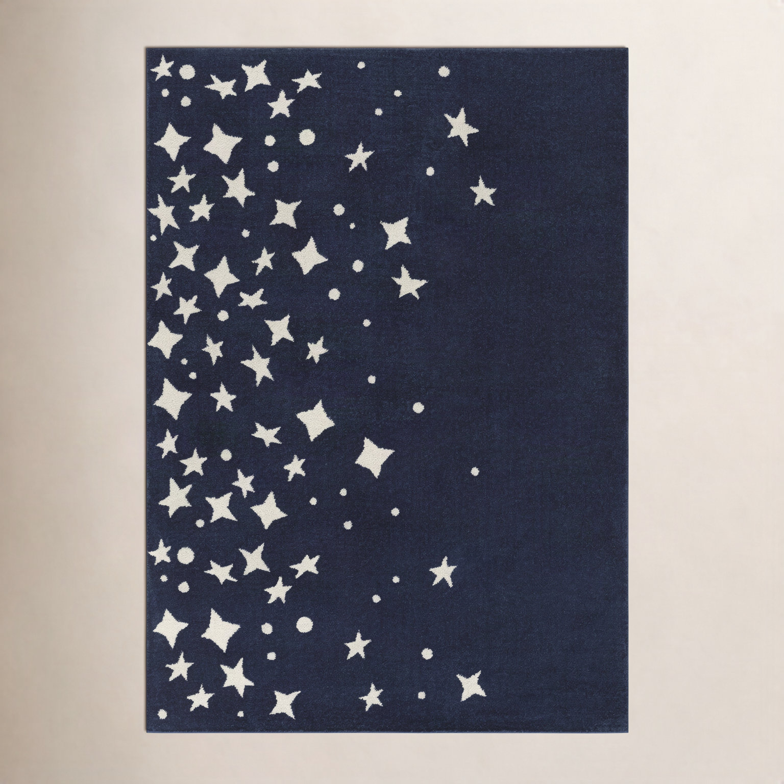 Gile Area Rug, White/Navy, Rectangle 3'11" x 5'7"