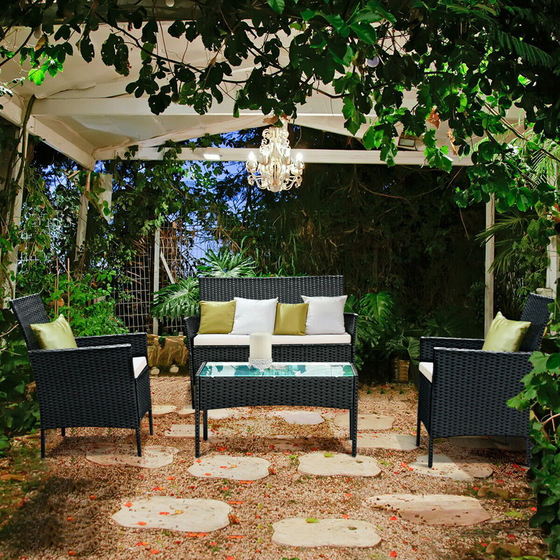 Ayrin 4 - Person Patio Conversation Sets with Cushions
