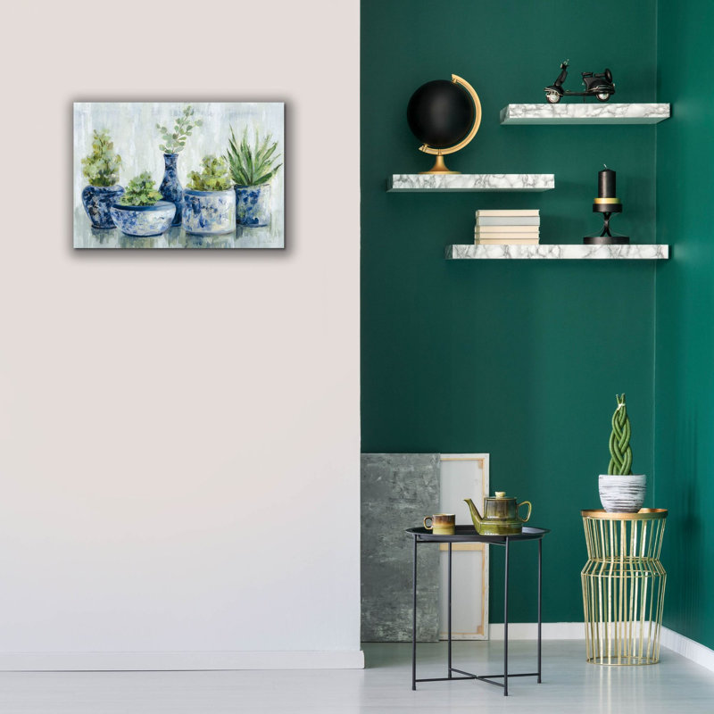 «Chinoiserie Plants Bright» par Silvia Vassileva, art mural sur toile, H 18 po x l 26 po x P 0,75 po