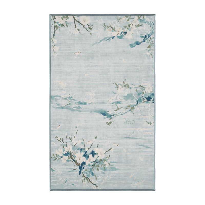 Tapis bleu lavable à la machine, Rectangle 8 pi x 10 pi