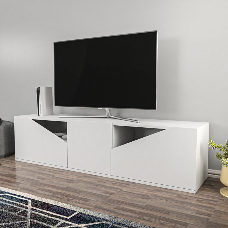 Meuble télé pour téléviseur de 70 po ou moins Brunehilde, Blanc