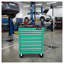 Chariot à outils à roulettes 7 tiroirs avec roulettes - Armoire à outils verrouillable en métal vert avec tiroirs à billes pour l'organisation du garage