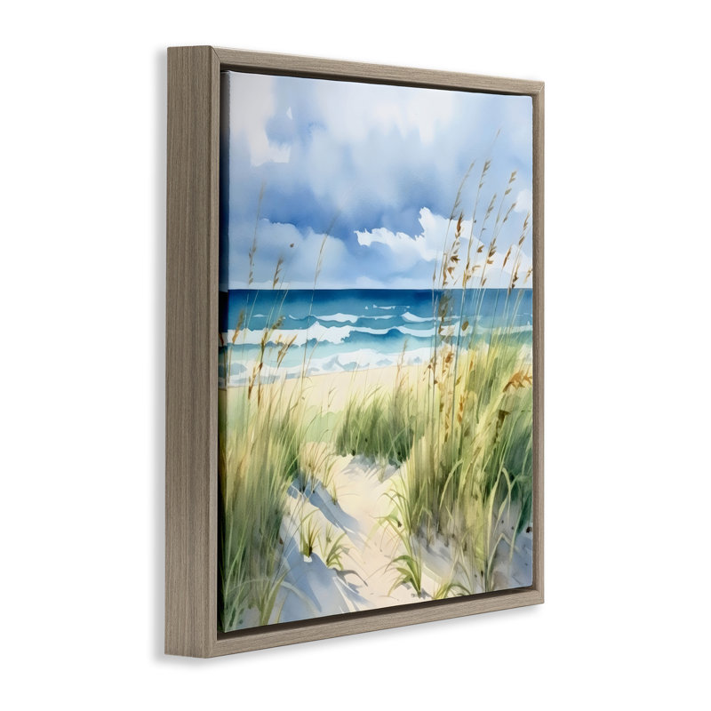 Serene Coast avec cadre flottant Windblown Breeze, design par LSR Design Studio, Cadre flottant orme Montalcino