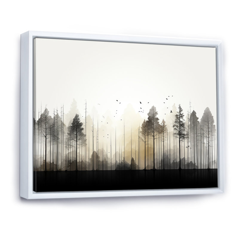 Minimalisme, forêt, fréquence I sur toile, Cadre flottant blanc, H 24 po x l 32 po x P 1 po
