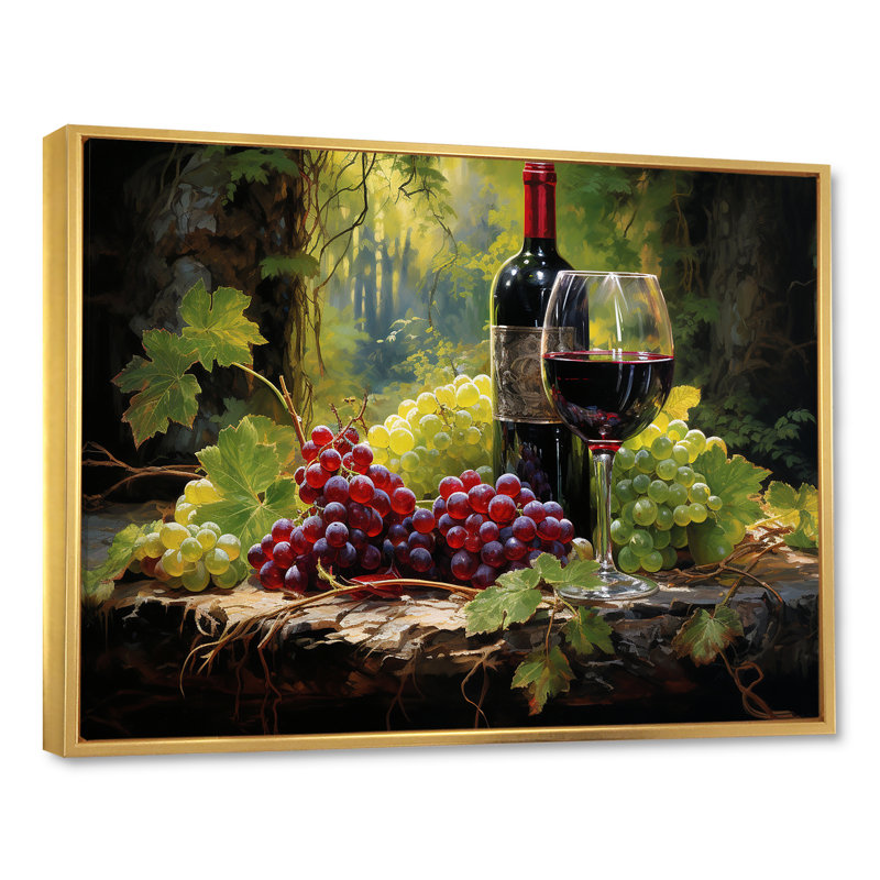 Art mural sur toile Cabernets Calm, H 12 po x l 20 po x P 1 po, Cadre flottant doré