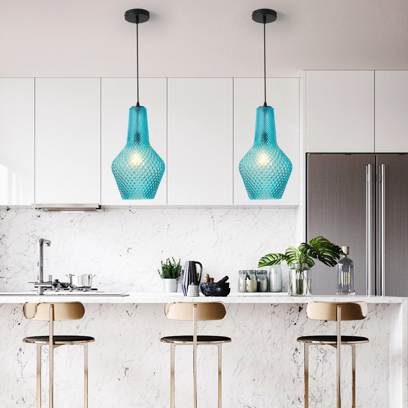 1 - Light Single Geometric Pendant, Blue