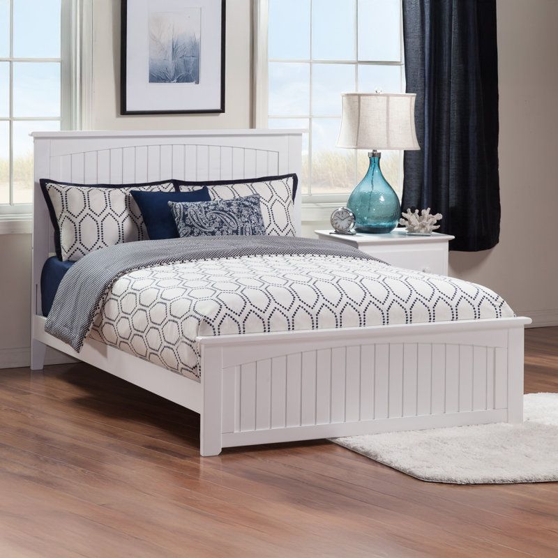 Graham Solid Wood Foundation Bed with Matching Footboard, White, Queen