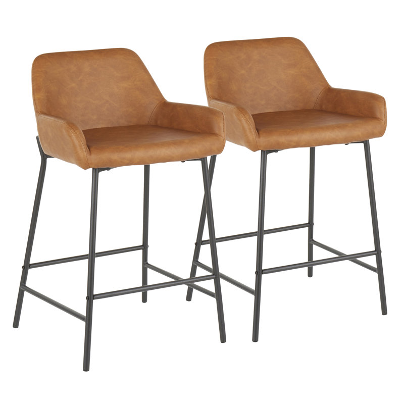 Greely Upholstered Counter Stool with Metal Frame, Camel