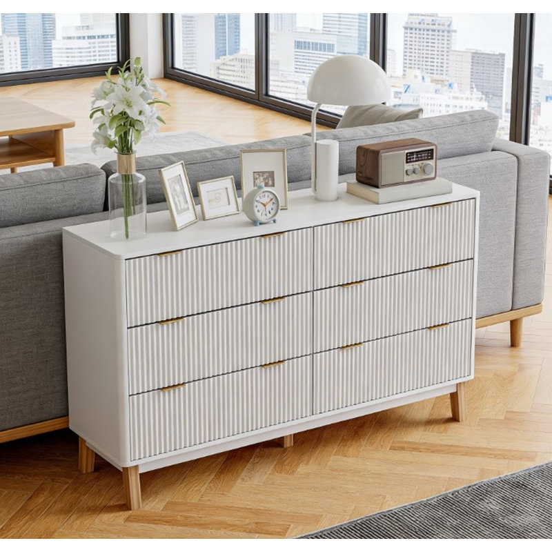 Commode double 6 tiroirs 53,9 po Blaklee, Blanc