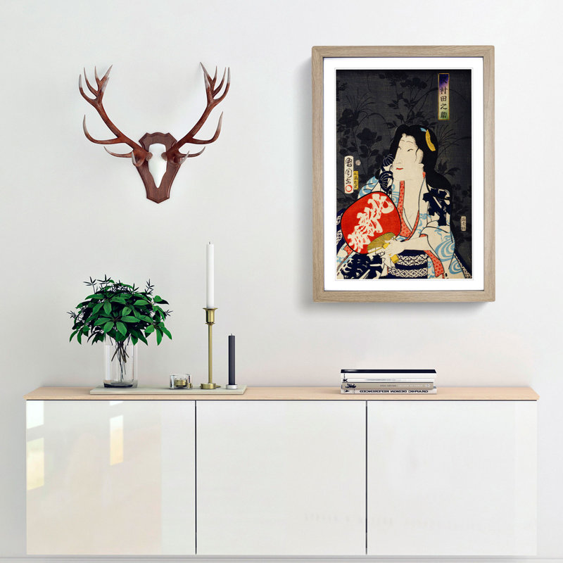 Portrait of an Actress by Toyohara Kunichika - Framed Print, 48cm H x 36cm W x 2cm D, Oak Framed