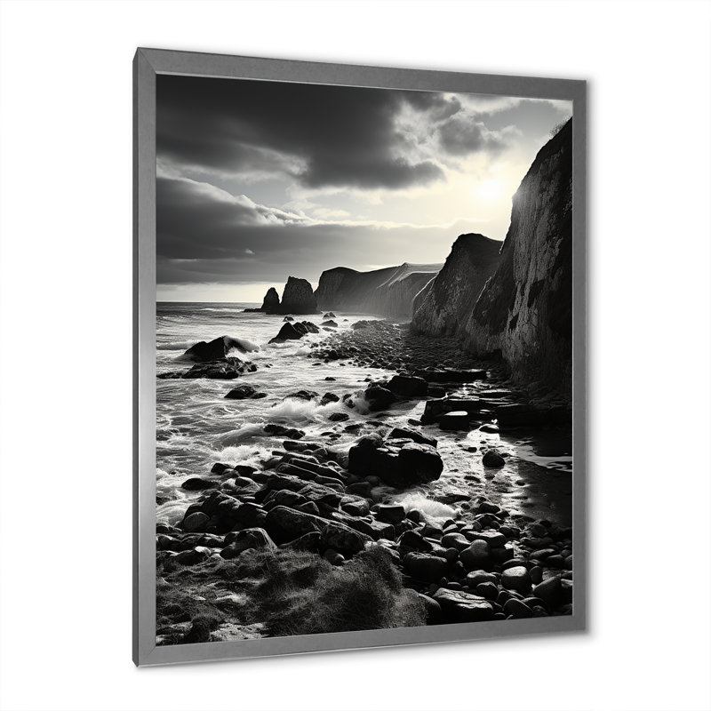 Sainz " France Normandy Coastline ", Silver Picture Framed, 40" H x 30" W x 1.5" D