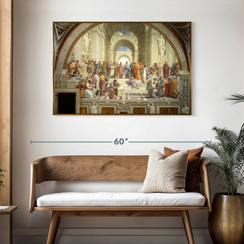 L'école d'Athènes, 46 po x 31 po, Cadre flottant doré