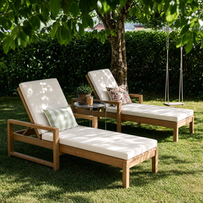 Armani Patio Chaise Lounge with Cushion & Adjustable Backrest（set of 2）