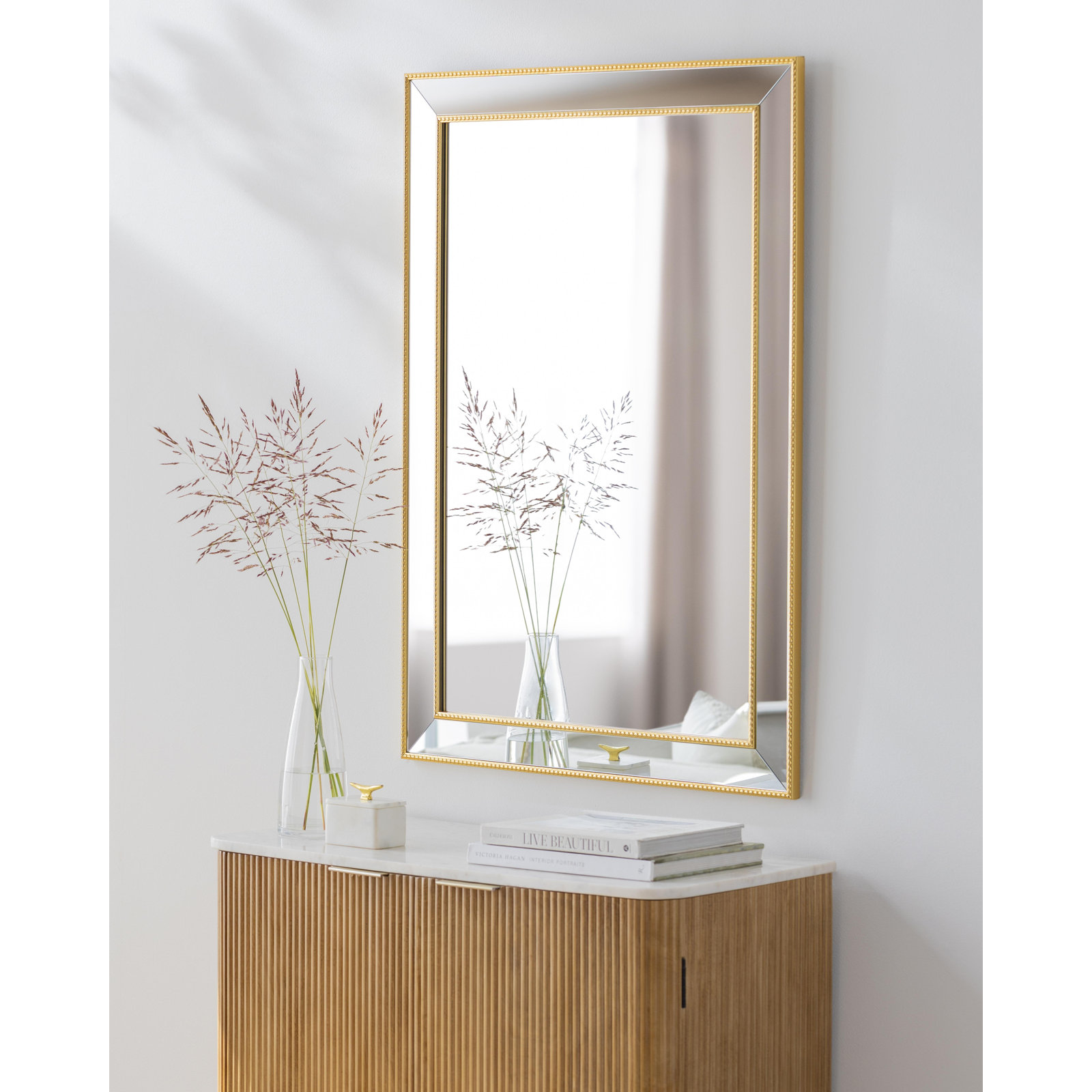 Rectangle Mirror, 42.89" x 31", Gold