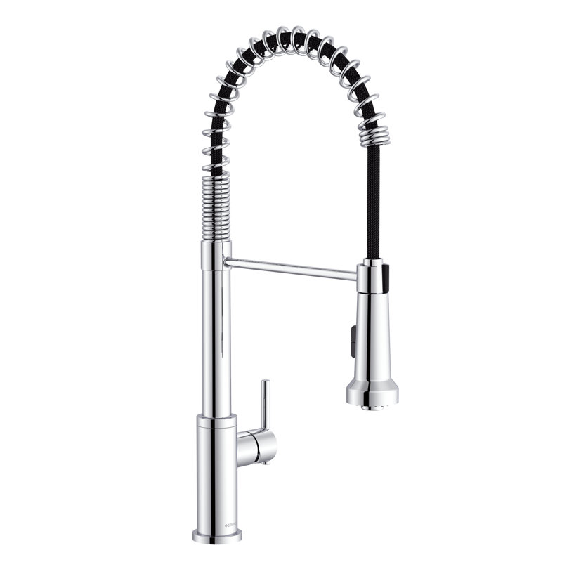 Parma Pre-Rinse Single Handle Spring Pull-Down Kitchen Faucet, Chrome