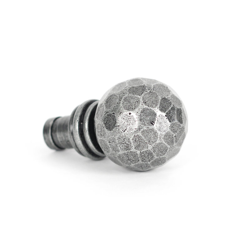 Hammered Ball Steel Finial, Pewter Patina