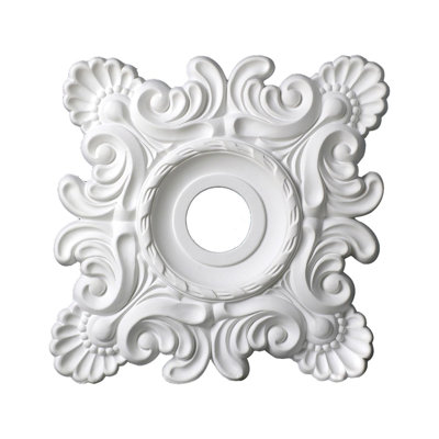 18 po x 18 po x 1-5 / 8 po Coquille et médaillon de plafond en polyuréthane French Twist