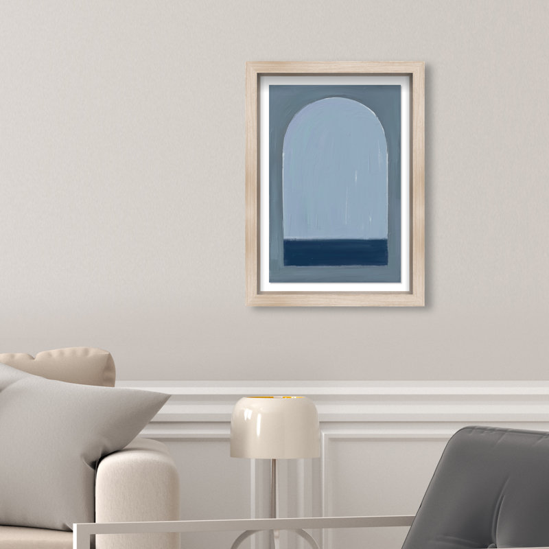 Minimal Ocean Window Print by Oliver Gal, 11.5"H x 16.5"W, Natural Oak Shadowbox