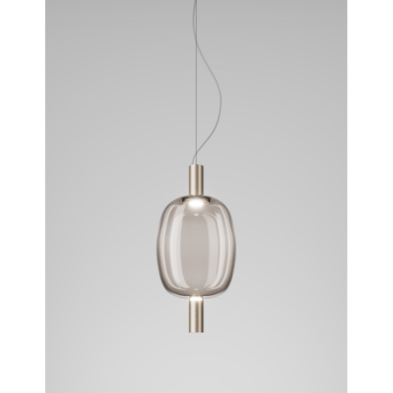 Riflesso 1 - Light LED Pendant, Smoky Transparent, Matte Gold