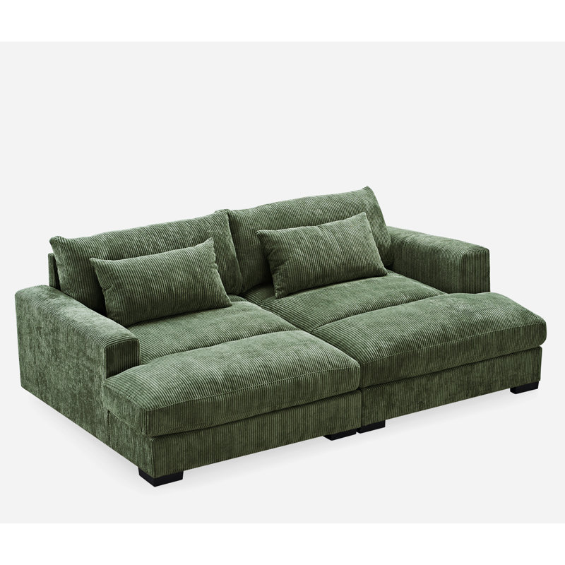 89.8'' Corduroy Sofa, Green Corduroy