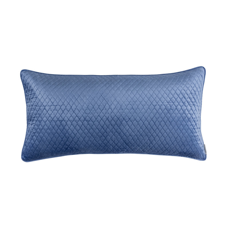 Housse de coussin en velours matelassé et insert Valentina, 18 po x 36 po, Bleu