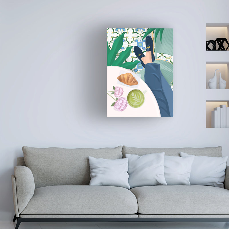 «Café sur toile» par Petra Lizde, reproduction, H 19 po x l 14 po x P 2 po