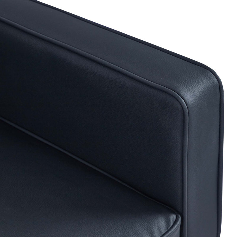 Futon-lit convertible moderne avec dossier réglable, Similicuir noir
