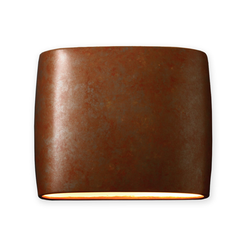 Armance Ceramic Flush Mounted Sconce, Rust Patina, 9.75" H x 12" W x 4" D