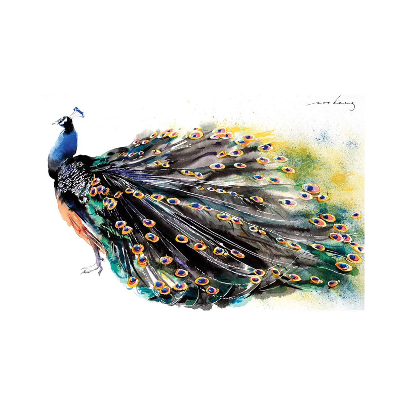 Peacock Splendour I by Soo Beng Lim - Wrapped Canvas Painting, 66.04 cm H x 45.72 cm W x 1.91 cm D